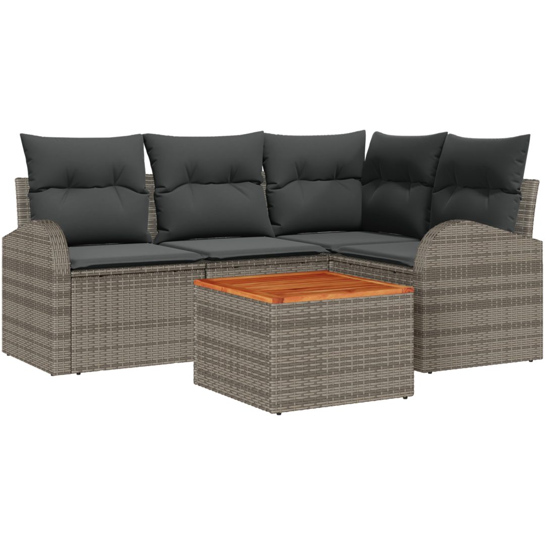 Trädgårdsoffaset 5 pcs Grå Rotting vidaXL Stor – bild 2