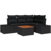 Trädgårdsoffaset 5 pcs Svart Konstrotting & Trä vidaXL 55 x 55 x 37 cm – miniatyr 2