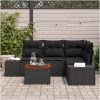 Trädgårdsoffaset 5 pcs Svart Konstrotting & Trä vidaXL 55 x 55 x 37 cm – miniatyr 3