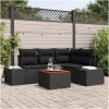 Trädgårdsoffaset 5 pcs Svart Konstrotting & Trä vidaXL 55 x 55 x 37 cm – miniatyr 1