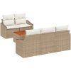Trädgårdsoffaset 6 pcs Beige, vit Rör och tyg vidaXL 55 x 55 x 37 cm – miniatyr 2