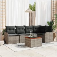 Trädgårdsoffaset 6 pcs Grå Rattans, polyester vidaXL