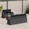 Trädgårdsoffaset 6 pcs Svart Poly Rattan, Trä vidaXL Stor – miniatyr 3