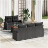 Trädgårdsoffaset 6 pcs Svart Poly Rattan, Trä vidaXL Stor – miniatyr 1