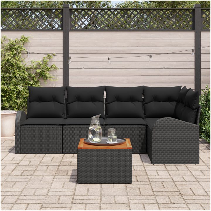 Trädgårdsoffaset 6 pcs Svart Rotting vidaXL Medel – bild 3