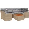 Trädgårdsoffaset 7 pcs Beige, vit Rattan, stål, polyester vidaXL Stor – miniatyr 2