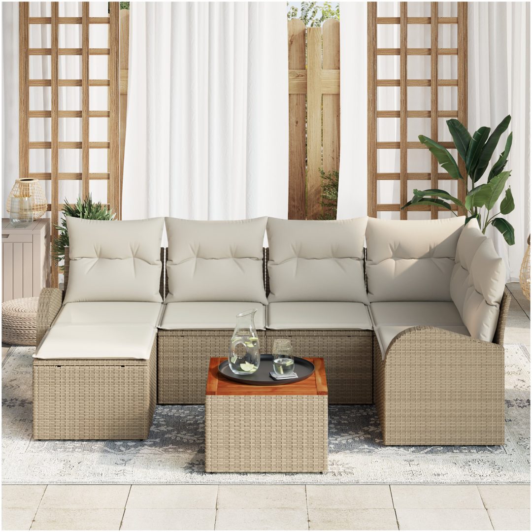 Trädgårdsoffaset 7 pcs Beige, vit vidaXL Stor – bild 3