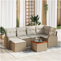 Trädgårdsoffaset 7 pcs Beige, vit vidaXL