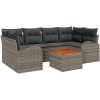 Trädgårdsoffaset 7 pcs Grå Rotting & Trä vidaXL Fem - Sits – miniatyr 2