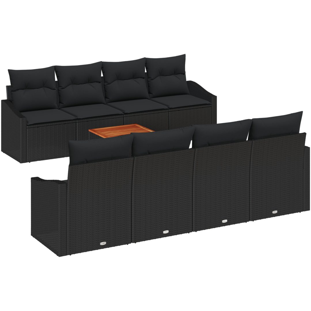 Trädgårdsoffaset 7 pcs Svart Rattan, trä vidaXL 55 x 55 x 37 cm – bild 2