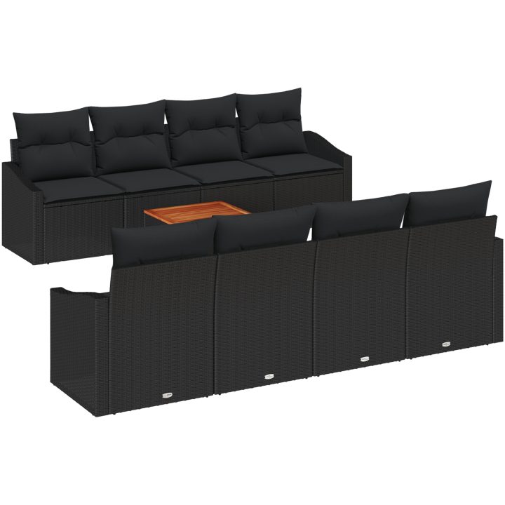 Trädgårdsoffaset 7 pcs Svart Rattan, trä vidaXL 55 x 55 x 37 cm – bild 2