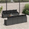 Trädgårdsoffaset 7 pcs Svart Rattan, trä vidaXL 55 x 55 x 37 cm – miniatyr 3