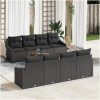 Trädgårdsoffaset 7 pcs Svart Rattan, trä vidaXL 55 x 55 x 37 cm – miniatyr 1
