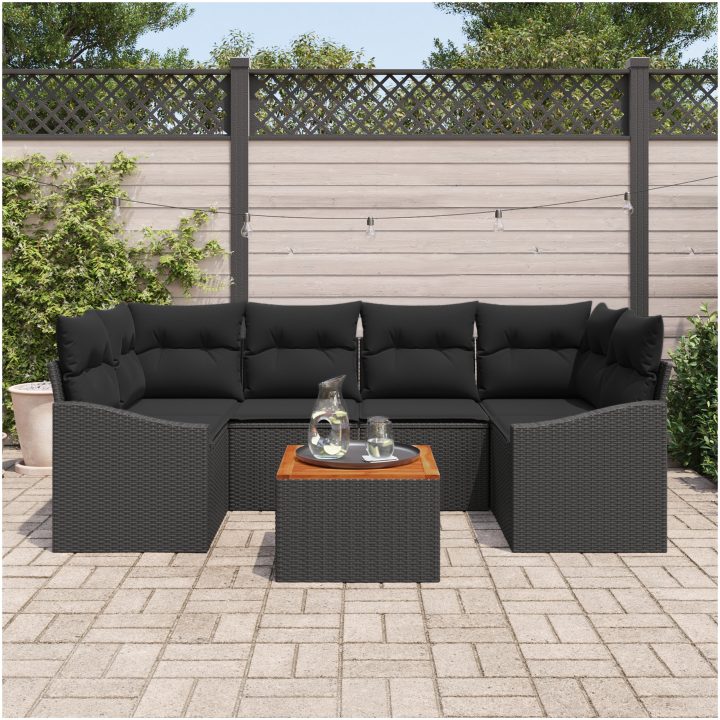Trädgårdsoffaset 7 pcs Svart vidaXL 55 x 55 x 37 cm – bild 3
