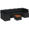 Trädgårdsoffaset 8 pcs Svart Poly Rattan, Akaciaträ vidaXL Stor – miniatyr 2