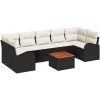 Trädgårdsoffaset 8 pcs Svart, vit Rattans, polyester vidaXL Medium – miniatyr 2