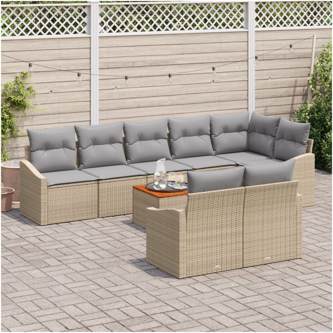Trädgårdsoffaset 9 pcs Beige, ljusgrå vidaXL 55 x 55 x 37 cm – bild 3