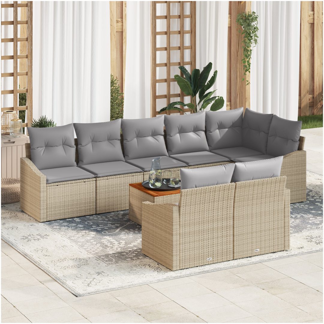 Trädgårdsoffaset 9 pcs Beige, ljusgrå vidaXL 55 x 55 x 37 cm