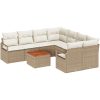 Trädgårdsoffaset 9 pcs Beige, vit Rattan, tyg vidaXL Stor – miniatyr 2