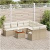 Trädgårdsoffaset 9 pcs Beige, vit Rattan, tyg vidaXL Stor – miniatyr 3