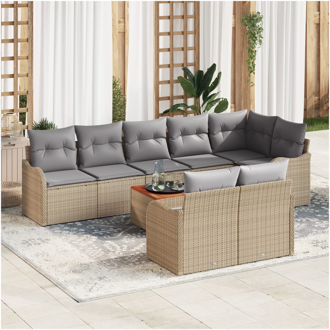 Trädgårdsoffaset 9 pcs Beige, vit vidaXL Medium - Stort