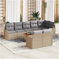 Trädgårdsoffaset 9 pcs Beige, vit vidaXL