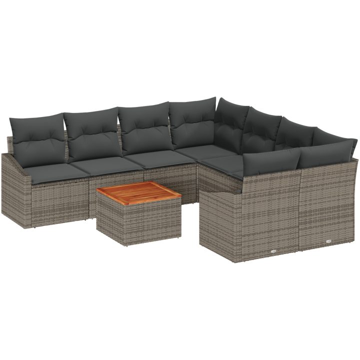 Trädgårdsoffaset 9 pcs Grå Rotting vidaXL 55 x 55 x 37 cm – bild 2