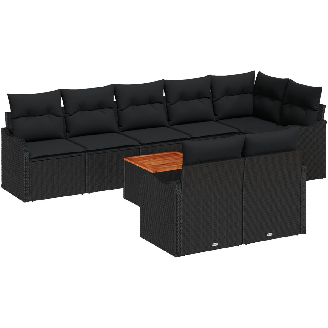 Trädgårdsoffaset 9 pcs Svart Rotting & Trä vidaXL Stor – bild 2