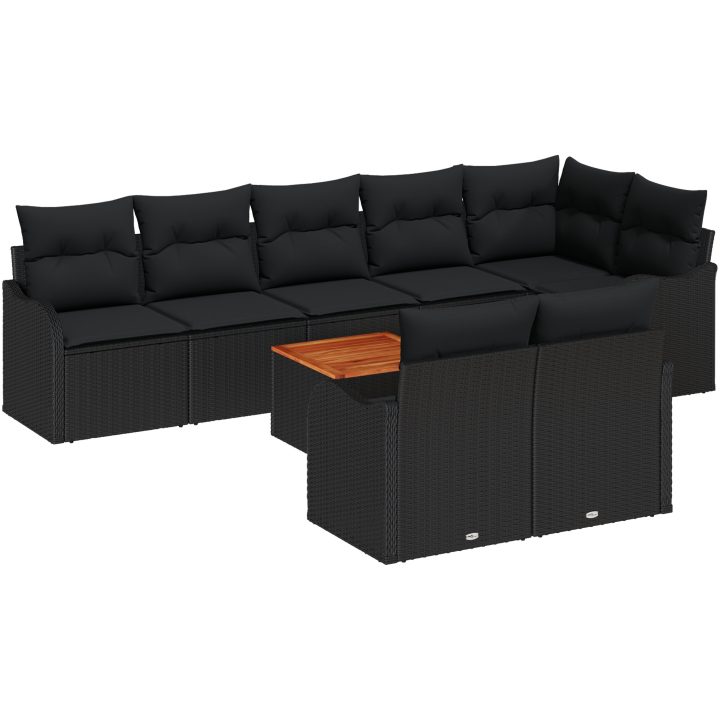 Trädgårdsoffaset 9 pcs Svart Rotting & Trä vidaXL Stor – bild 2
