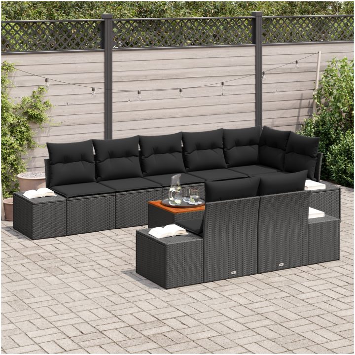 Trädgårdsoffaset 9 pcs Svart vidaXL 55 x 55 x 37 cm – bild 3