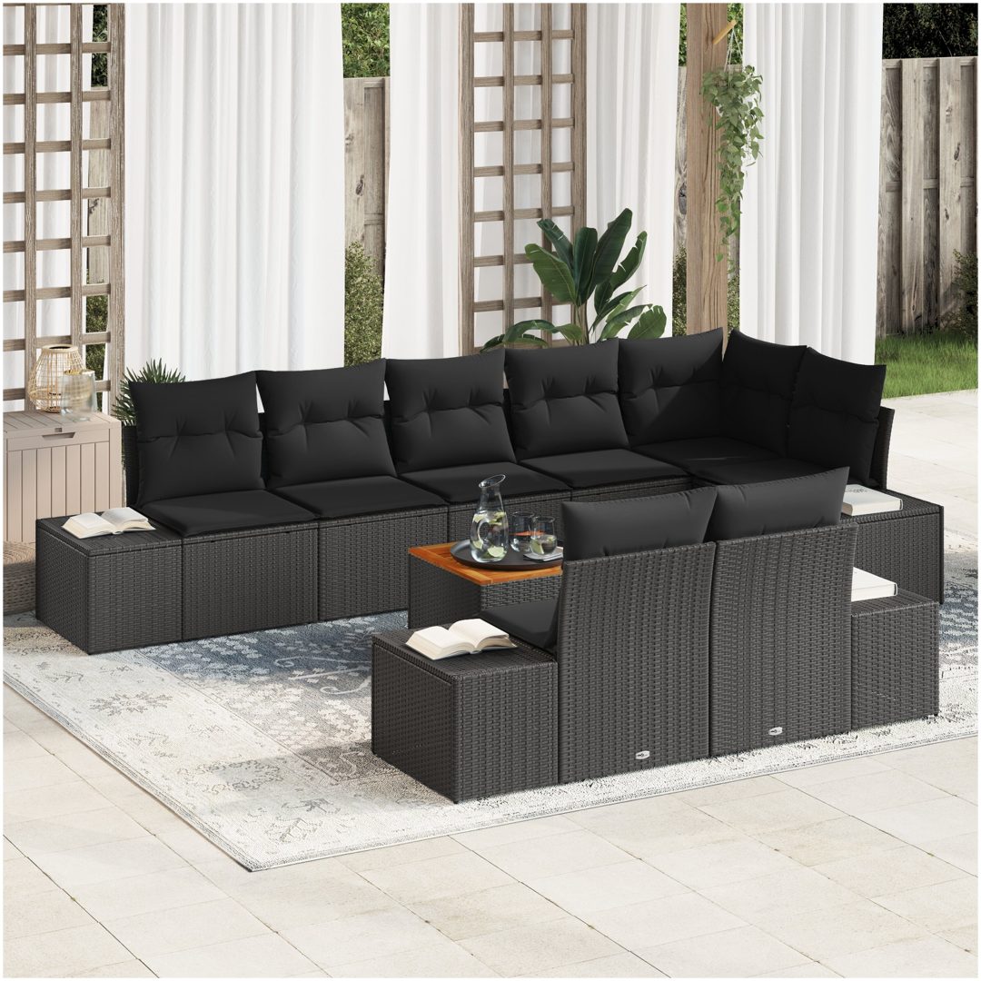Trädgårdsoffaset 9 pcs Svart vidaXL 55 x 55 x 37 cm