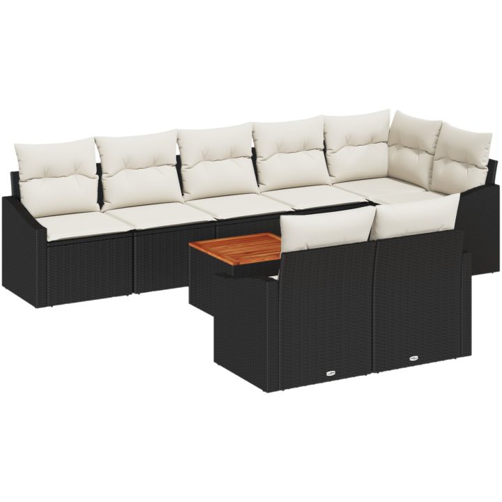 Trädgårdsoffaset 9 pcs Svart, vit Rotting vidaXL 55 x 55 x 37 cm – bild 2