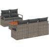Trädgårdsoffaset Grå 6 pcs Grå Rattans, polyester vidaXL Medium – miniatyr 2