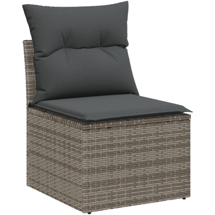 Trädgårdsoffaset Grå 6 pcs Grå Rattans, polyester vidaXL Medium – bild 5