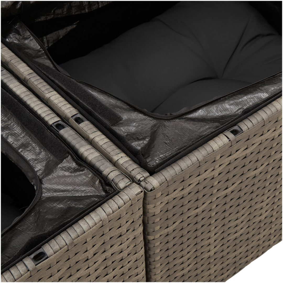 Trädgårdsoffaset Grå 6 pcs Grå Rattans, polyester vidaXL Medium – bild 8
