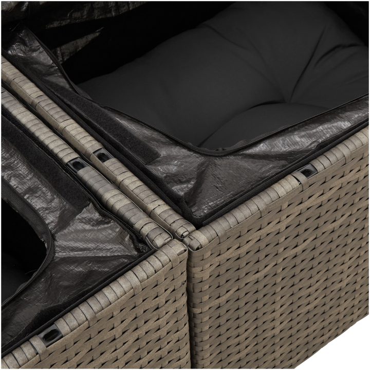Trädgårdsoffaset Grå 6 pcs Grå Rattans, polyester vidaXL Medium – bild 8