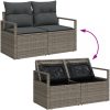 Trädgårdsoffaset Grå 6 pcs Grå Rattans, polyester vidaXL Medium – miniatyr 9