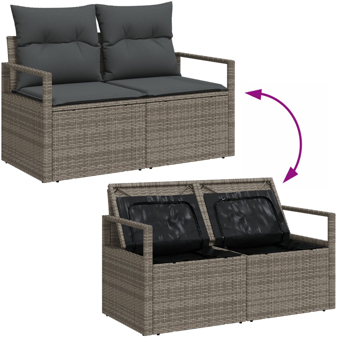 Trädgårdsoffaset Grå 6 pcs Grå Rattans, polyester vidaXL Medium – bild 9