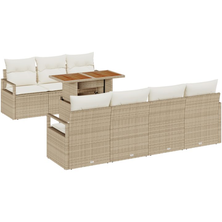 Trädgårdsoffaset med kudde 8 pcs Beige och gräddfärgad vidaXL Medium – bild 2