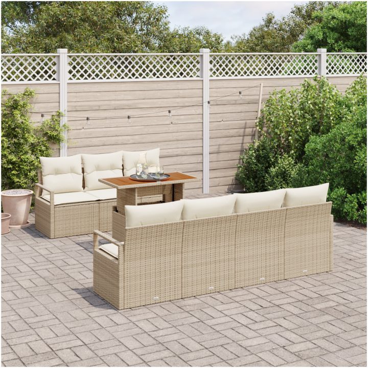Trädgårdsoffaset med kudde 8 pcs Beige och gräddfärgad vidaXL Medium – bild 3