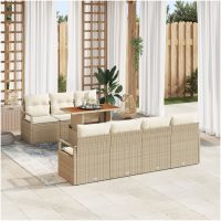 Trädgårdsoffaset med kudde 8 pcs Beige och gräddfärgad vidaXL