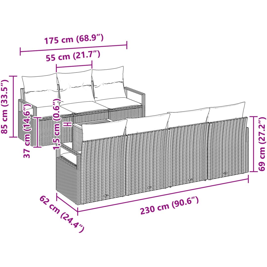 Trädgårdsoffasets 8 pcs Svart Rotting vidaXL Medium – bild 11