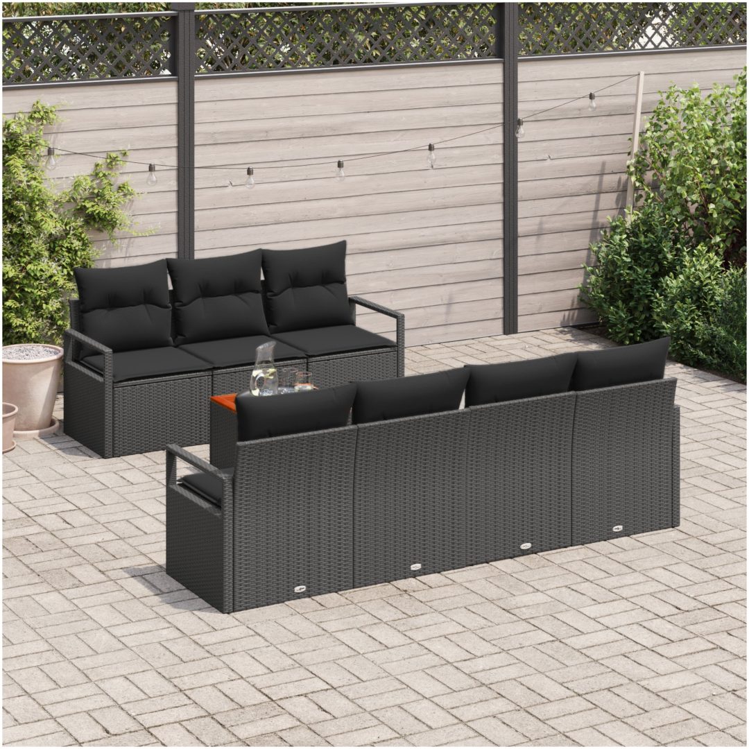 Trädgårdsoffasets 8 pcs Svart Rotting vidaXL Medium – bild 3