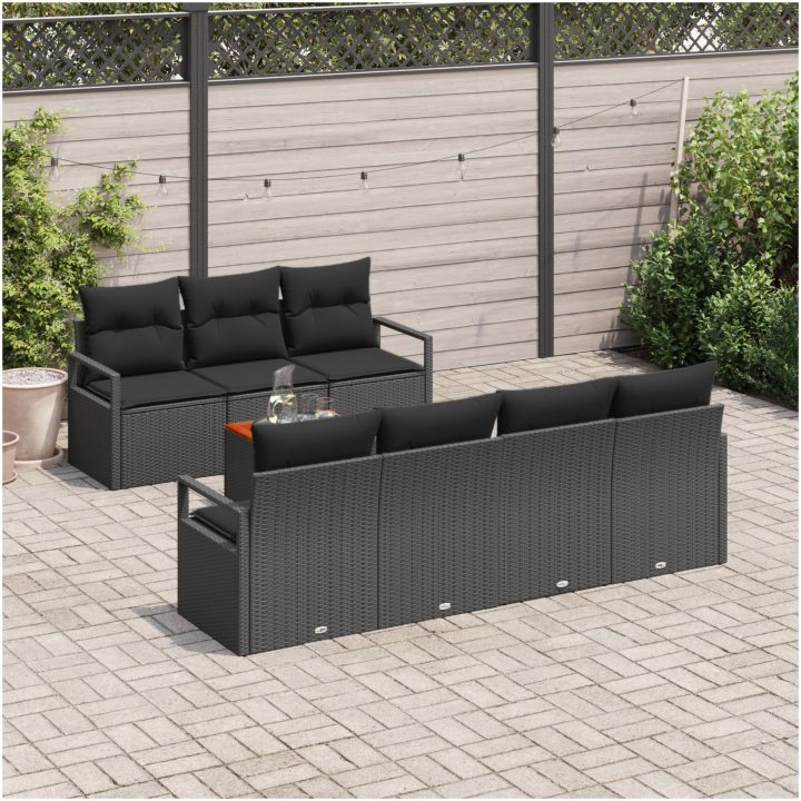 Trädgårdsoffasets 8 pcs Svart Rotting vidaXL Medium – bild 3