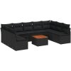 Trädgårdsoffasett 10 pcs Svart Rotting vidaXL Stor – miniatyr 2