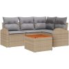 Trädgårdsoffasett 5 pcs Beige, ljusgrå Rotting, Stål vidaXL Medium – miniatyr 2