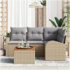 Trädgårdsoffasett 5 pcs Beige, ljusgrå Rotting, Stål vidaXL Medium – miniatyr 3