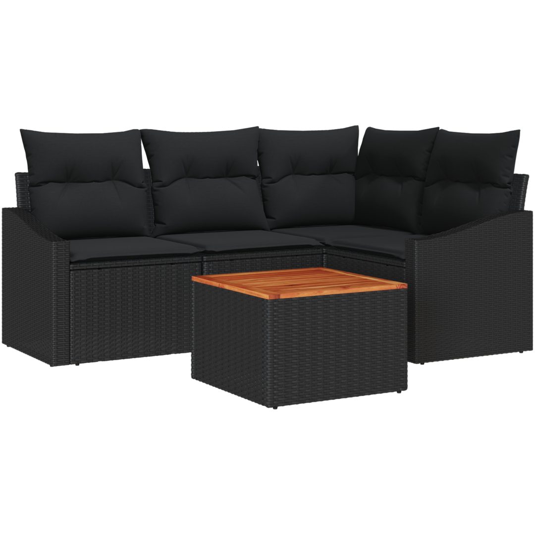Trädgårdsoffasett 5 pcs Svart vidaXL 55 x 55 x 37 cm – bild 2
