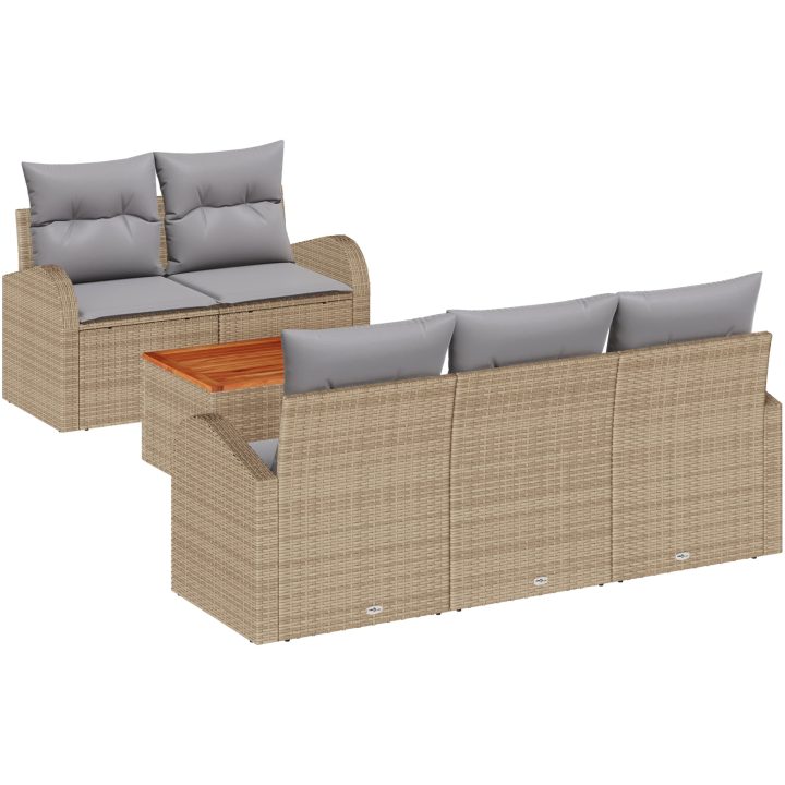 Trädgårdsoffasett 6 pcs Beige, ljusgrå vidaXL Medium – bild 2