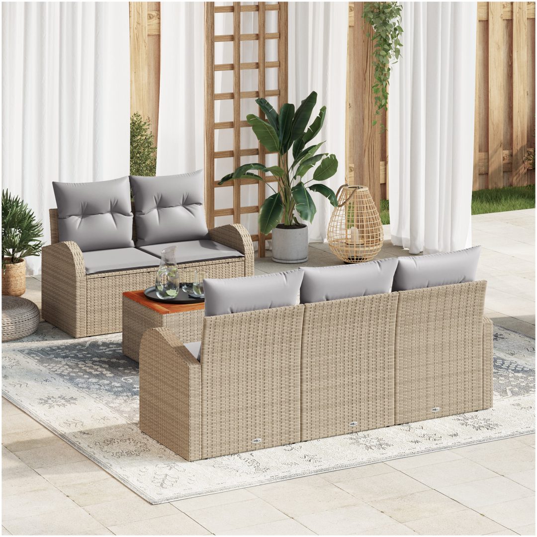Trädgårdsoffasett 6 pcs Beige, ljusgrå vidaXL Medium